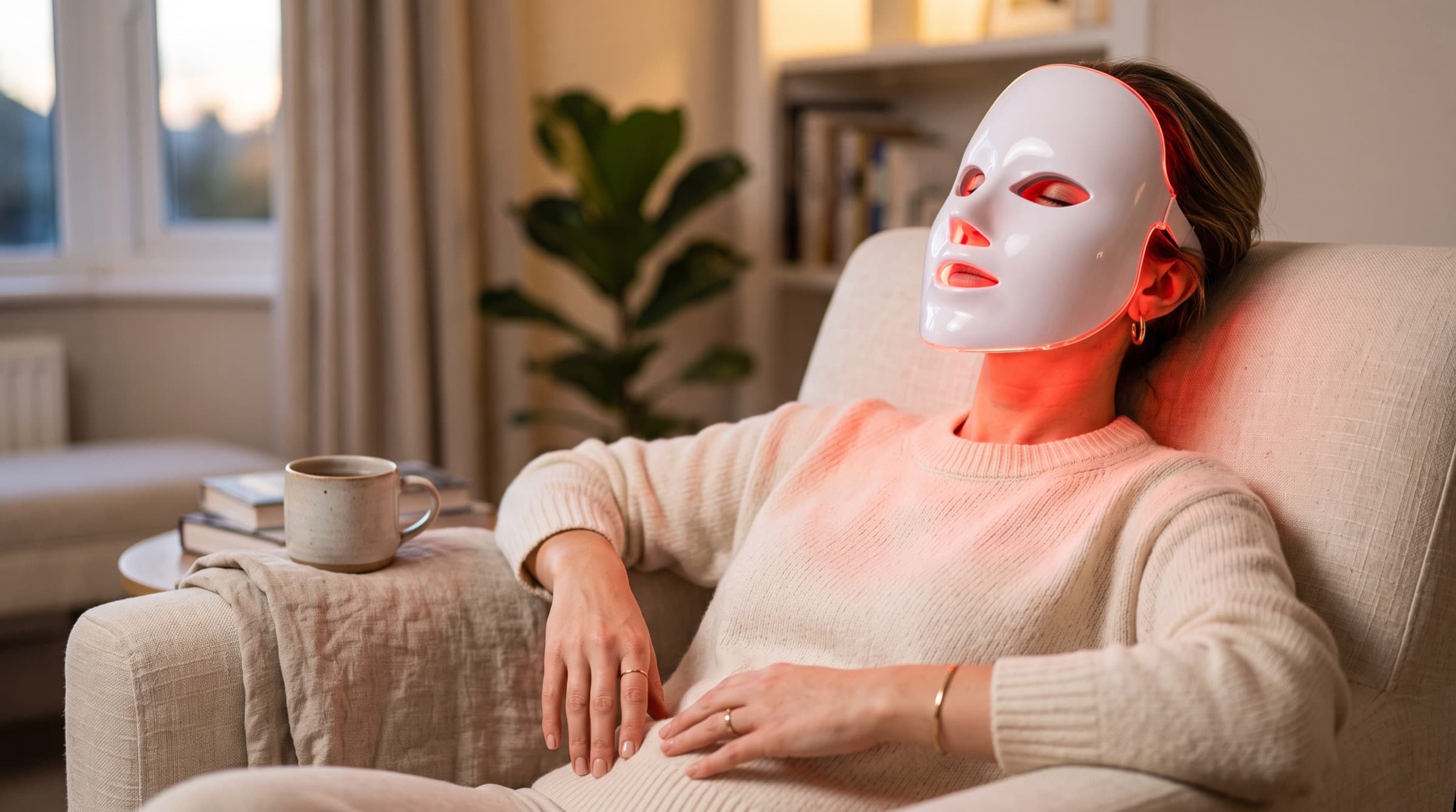 Do LED face masks work: red light therapy mask in use Do LED face masks work: red light therapy mask in use