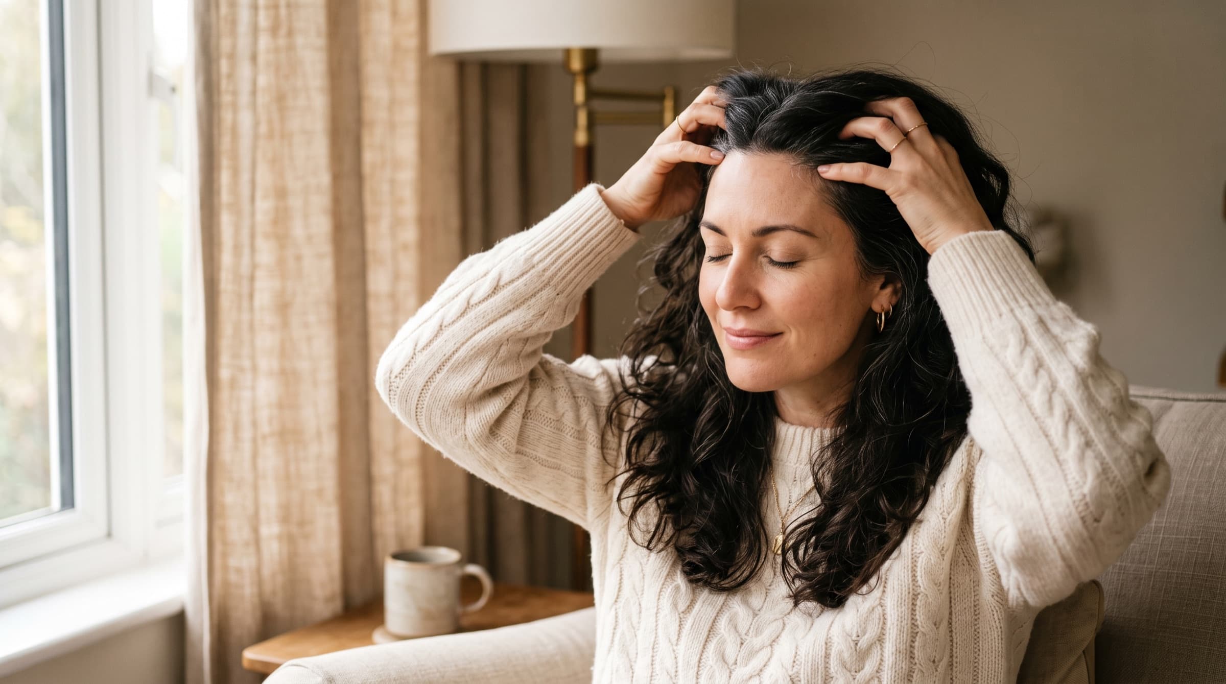Scalp massage for hair growth using fingertips Scalp massage for hair growth using fingertips